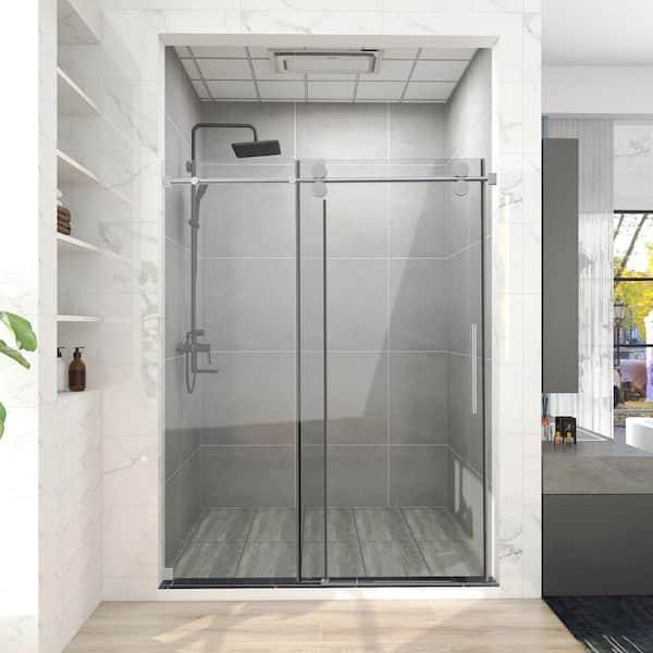 SUNNY SHOWER Corner Shower Enclosure 1/4 in. Clear Glass Sliding Shower  Doors, Framed Shower Enclosure 36 in. X 36 in. X 72 in. Brushed Nickel  Finish