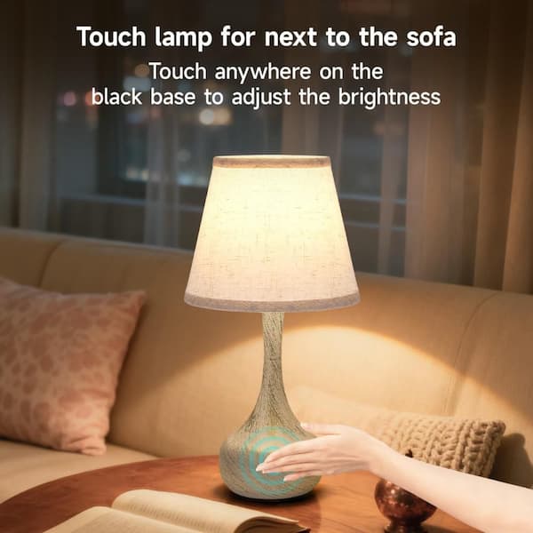 42.25 in. White LED Table Lamp Interior Lighting with Linen Shade and USB Port , 1 Bulb Included