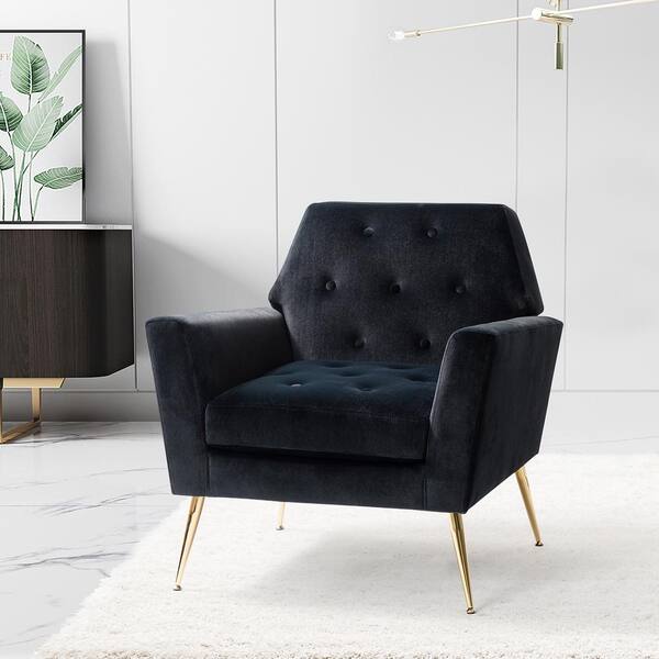 black upholstered arm chair