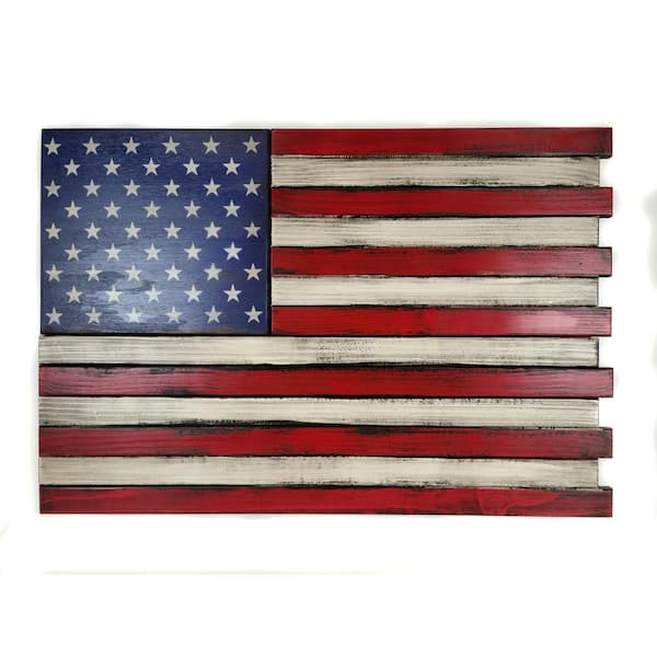 American Furniture Classics Large American Flag Wall Hanging Gun Concealment with 2 Secret Compartments