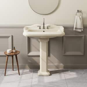 23 in. W x 19 in. D Biscuit Vitreous China Rectangular Pedestal Bathroom Sink With 4 in. Centerset Faucet Holes