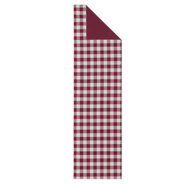 ACHIM Buffalo Check 13 in. W x 72 in. L Burgundy Checkered Polyester/Cotton Table Runner