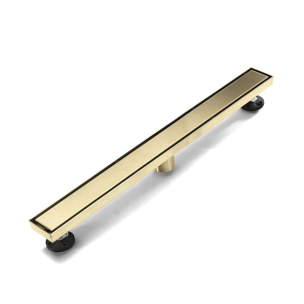 32 in. 304 Stainless Steel Linear Drain for Fast Drainage, Floor Drain for Bathroom in Brushed Gold