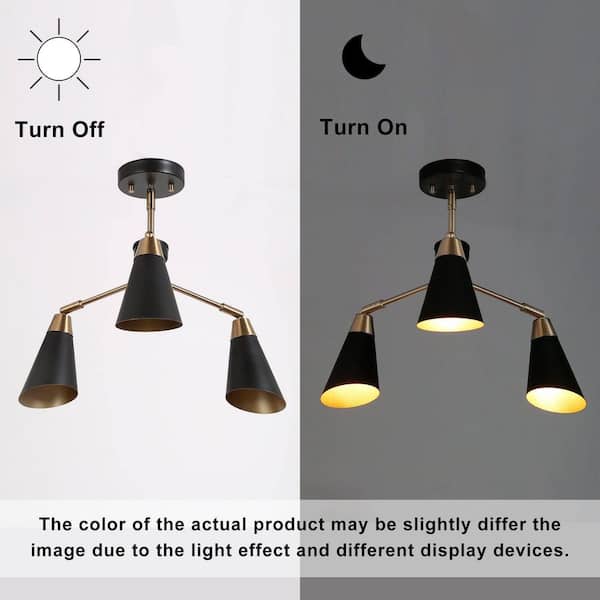 Zevni 3-Light Dark Gold Flush Mount Light with Square Seeded