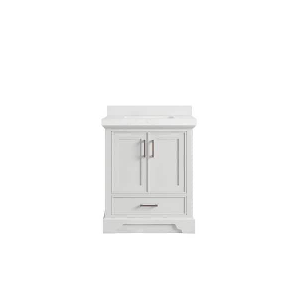 Willow Collections Charlotte 30 in. Single Sink Freestanding White Bath Vanity with Empira White Qt. Top Unassembled