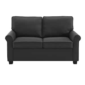Addison 57 in. Black Solid Polyester 2-Seat Loveseat with Memory Foam Sleeper