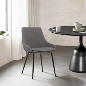 Mia 33 in. Charcoal Fabric and Black Powder Finish Contemporary Dining Chair