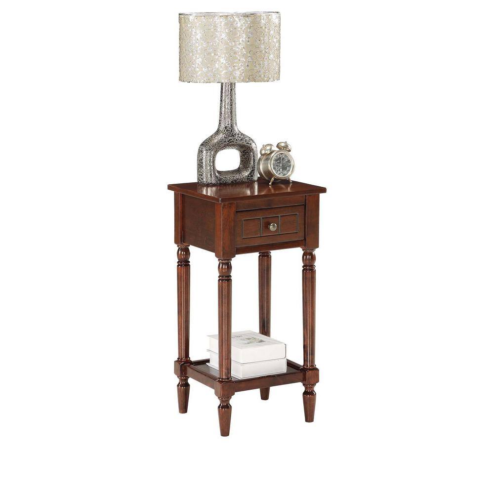 Espresso Wood Accent Table with Drawer and Shelf