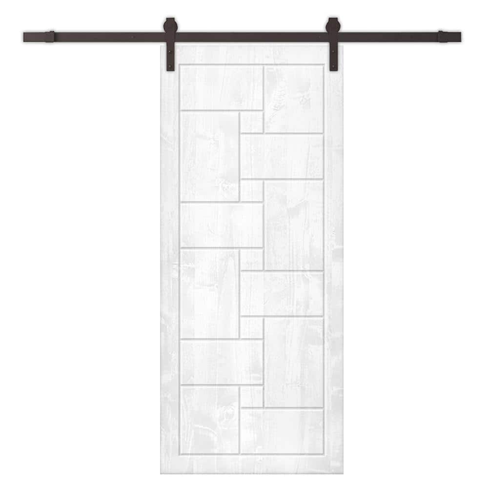 24 in. x 80 in. White Stained Pine Wood Modern Interior Sliding Barn Door with Hardware Kit price history on PriceWatchPro