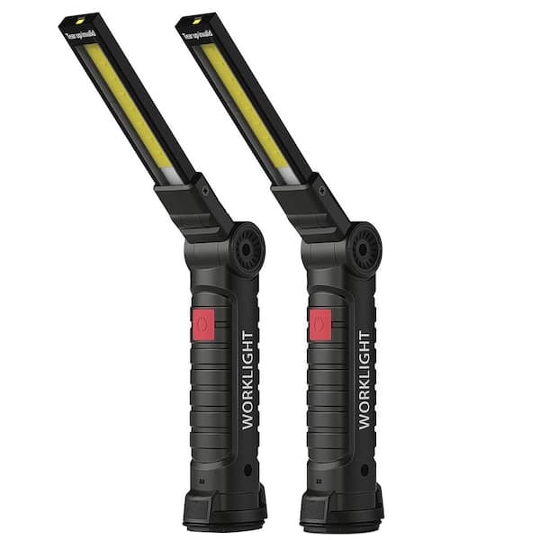 Rechargeable LED Work Light Grill Light with Magnetic Base, 360° Rotate Mechanic Light for Car Repair (2-Pack Black)