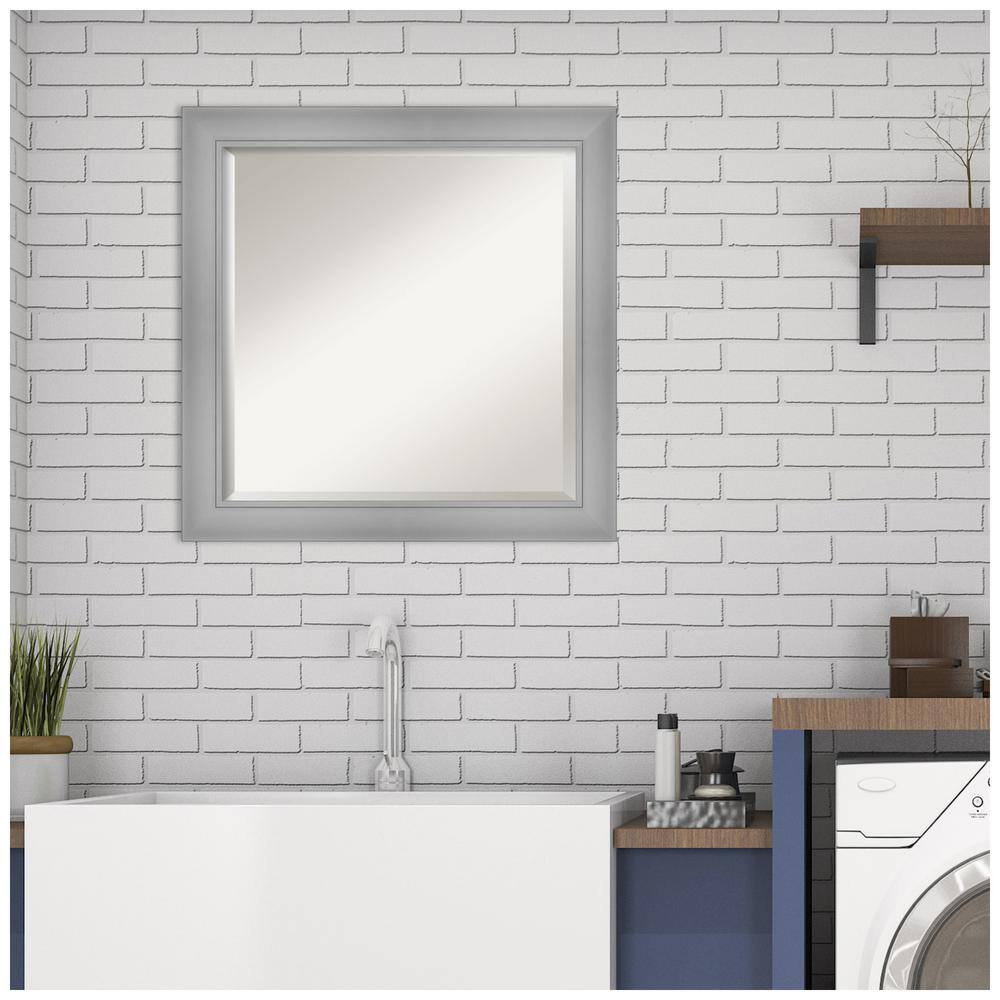 Flair Polished Nickel 24" Square Vanity Mirror with Beveled Edge
