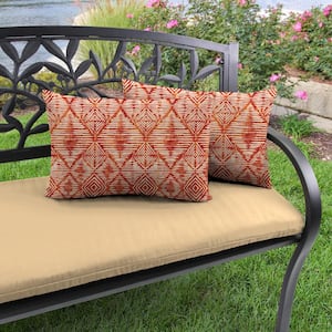 18 in. L x 12 in. W x 4 in. T Outdoor Lumbar Throw Pillow in Nesco Sunset (2-Pack)