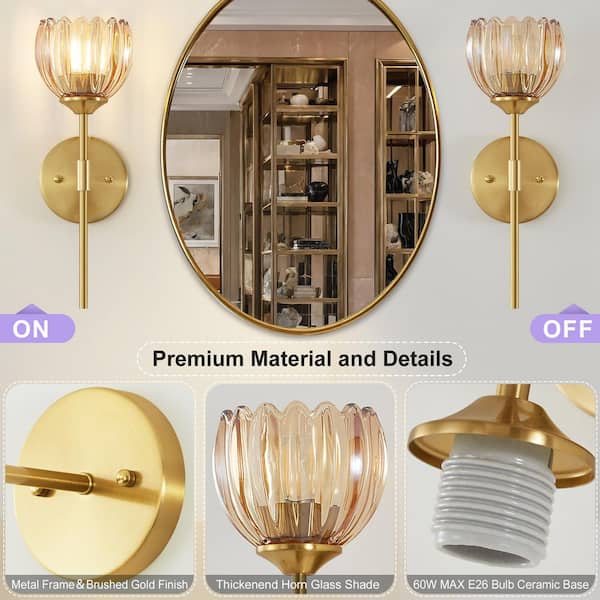 Deyidn 5.12 in. 1-Light Gold Vintage Modern Industrial Wall Sconce