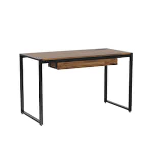 Nileman 50.38 in. Rectangular Sand Black and Natural Tone Writing Desk with 1-Drawer