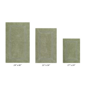 Lux Collection Sage 17 in. x 24 in., 21 in. x 34 in., 24 in. x 40 in. 100% Cotton 3-Piece Bath Rug Set