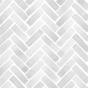 Watercolor Herringbone Winter Grey Peel and Stick Vinyl Wallpaper