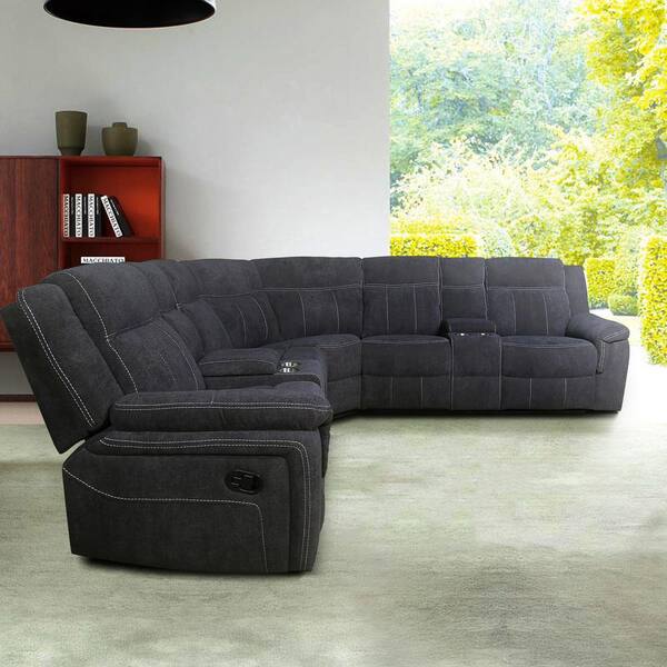 U Shape Corner Sectional Sofa Couch, Leather Sectional With Recliners And Cup Holders