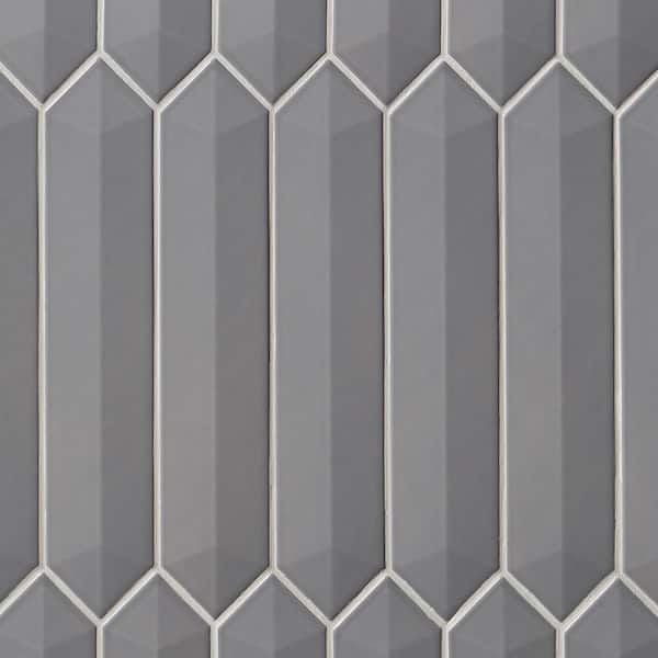 Ivy Hill Tile Axis 3D 2.6 in. x 13 in. Gray Polished Picket Ceramic Wall Tile (9.04 sq. ft. / case)