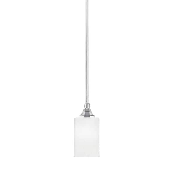 Unbranded Sparta 100-Watt 1-Light Chrome Shaded Pendant Light Mini Pendant with White Marble Glass and No Bulb Included