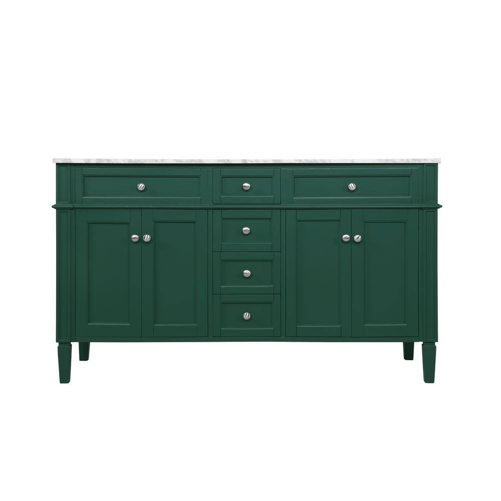 Simply Living 60 in. W x 21.5 in. D x 35 in. H Bath Vanity in Green with Ca