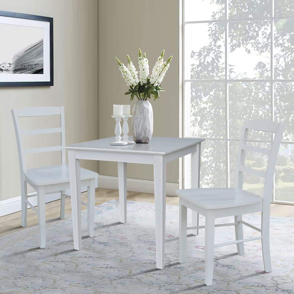 International Concepts Emma 3-Piece 30 in. White Square Solid Wood ...