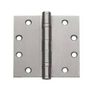 4.5 in x 4.5 in Brushed Chrome Mortise Non-Removable Pin Squared Hinge - Set of 3