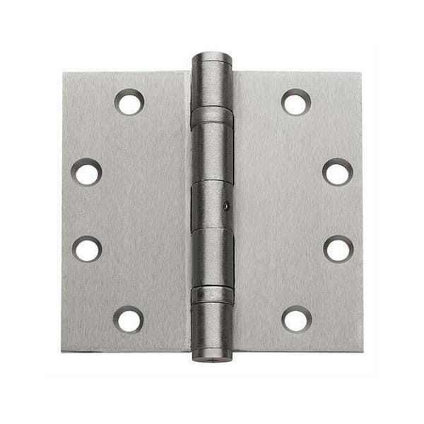 Global Door Controls 4.5 in Satin Stainless Steel Ball Bearing Non-Removable Pin Steel Hinge with 5/32 in x 4 in Set of 3 Radius 