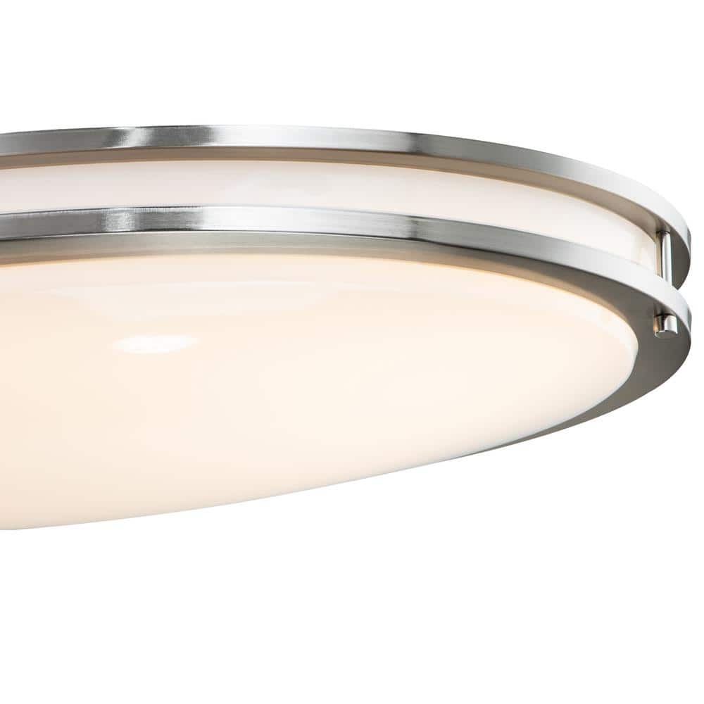 Sleek 32.5" Brushed Nickel LED Oval Flush Mount with Acrylic Shade