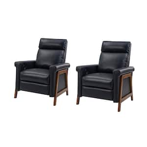Laura 28.75 Wide Navy Genuine Leather Power Recliner with Solid Wood Frame Set of 2