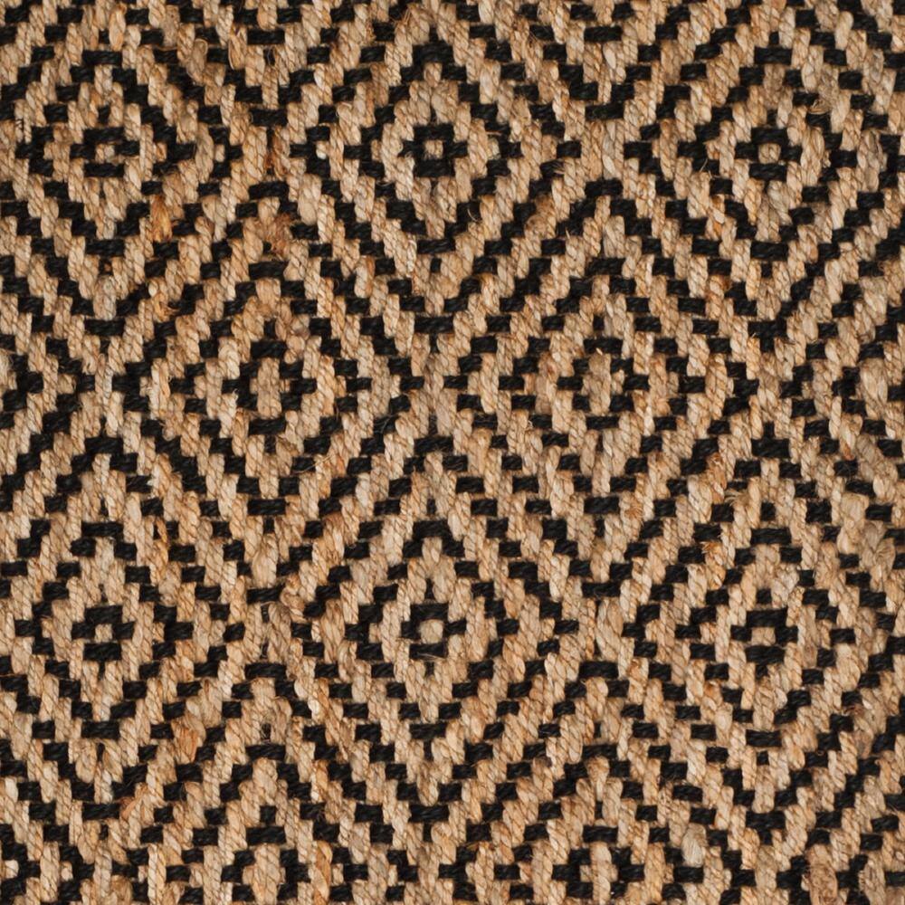 Handmade Black and Natural Jute Geometric Runner Rug