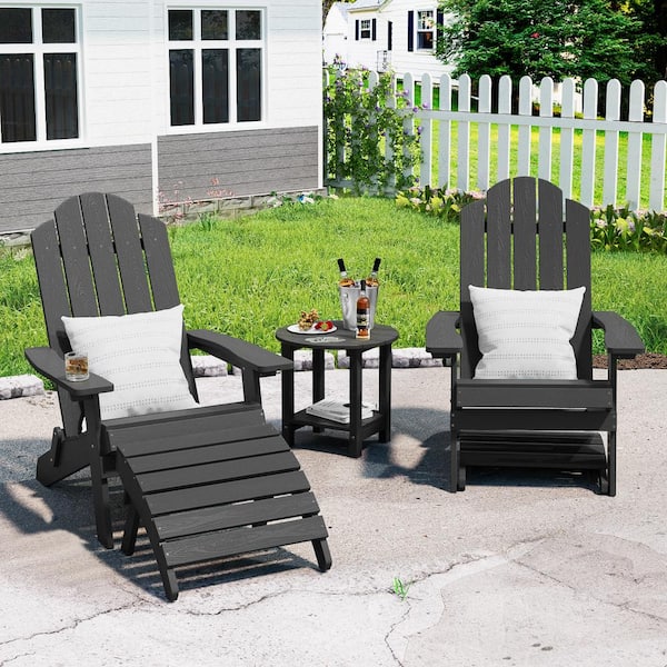 Black Plastic Outdoor Folding Adirondack Ottoman