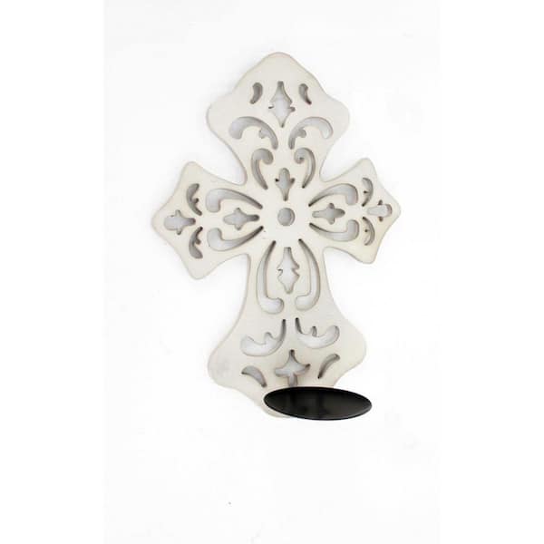6 X 7.5 X 17 Tan Wooden Cross - Candle Holder Sconce 6 X 7.5 X 17 Tan Wooden Cross - Candle Holder Sconce