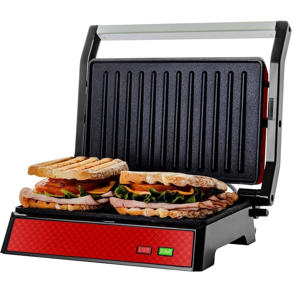 George Foreman 5 Serving Red Removable Plate and Panini Press Grill  986118528M - The Home Depot