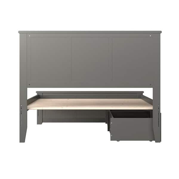 AFI Madison Grey Full Solid Wood Storage Platform Bed with