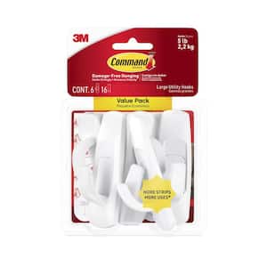 Large Utility Hook Value Pack, 6 Hooks, 16 Strips