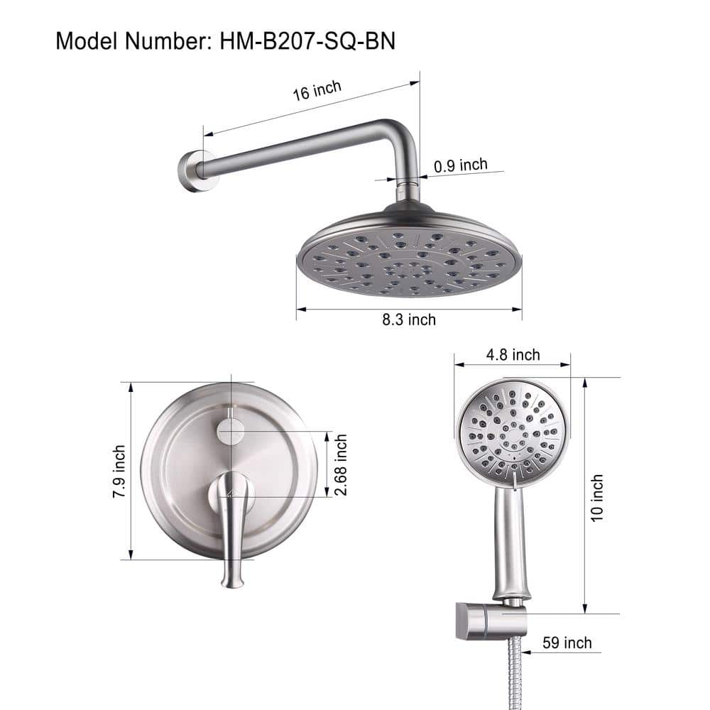 Brushed Nickel Multi-Head Wall Mounted Shower System