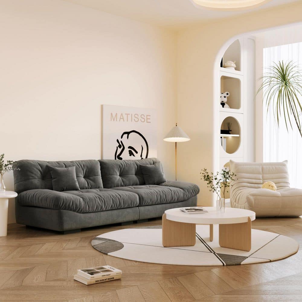 Magic Home Modern 89 Microfiber 2-Seater Loveseat Deep Seat