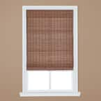 Home Basics Pecan Cordless Bamboo Roman Shade 31 in. W x 64 in. L ...