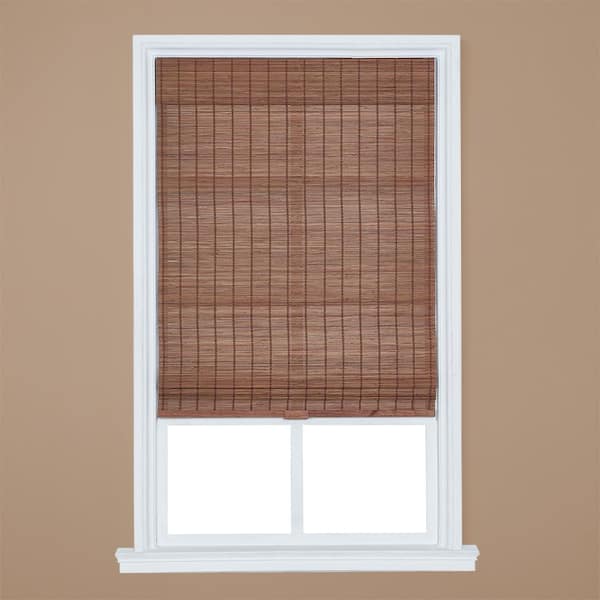 Home Basics Pecan Cordless Bamboo Roman Shade 23 in. W x 72 in. L