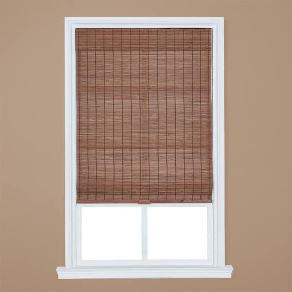 Home Basics Pecan Cordless Bamboo Roman Shade 31 in. W x 64 in. L ...