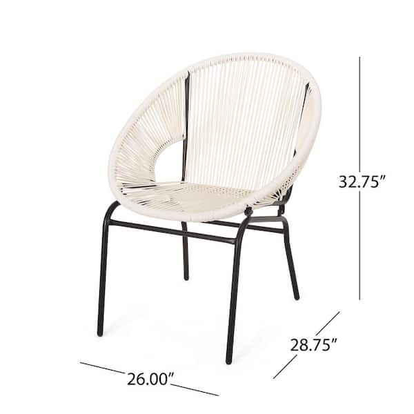 Modern White woven polyethylene outdoor lounge chair with black
