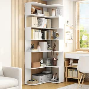 White Wood Accent Storage Cabinet Corner Bookcase Display Cabinet