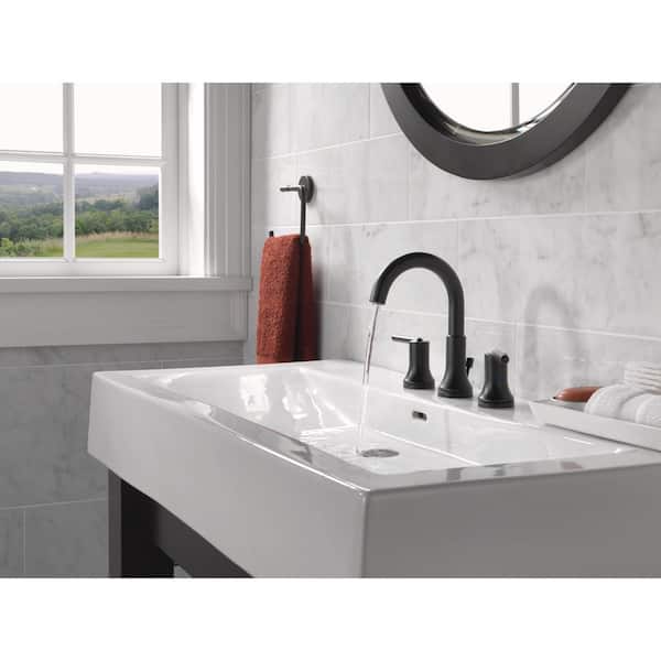 Trinsic 8 in. Widespread 2-Handle Bathroom Faucet with Metal Drain Assembly in Matte Black