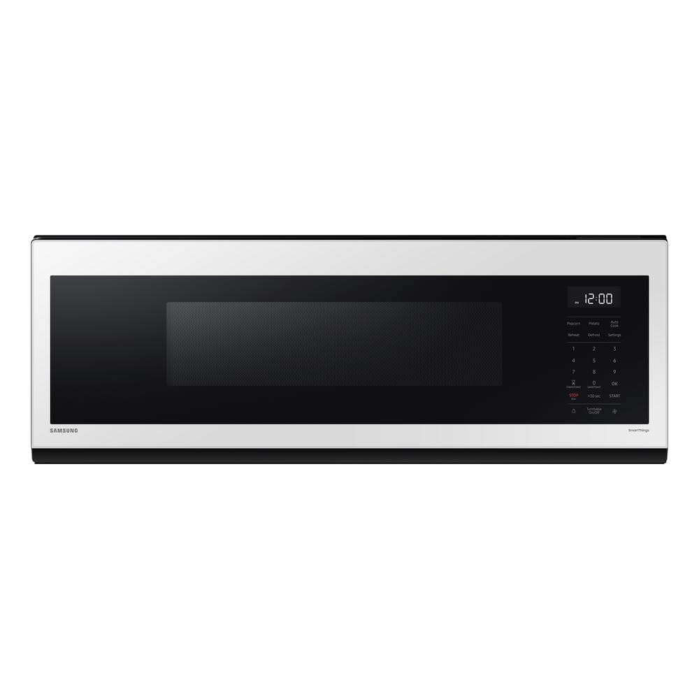 1.1 cu. ft. Smart SLIM OTR Microwave with 400 CFM Ventilation, Wi-Fi and Voice Control in Bespoke White Glass
