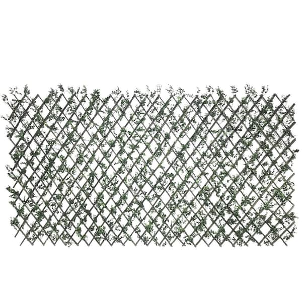 BANSA ROSE 48 in. H x 15 in. W Single Sided Artificial Shrub Leaves Privacy Stretchable Plastic Garden Fence, 1-Pieces