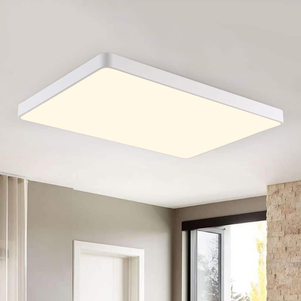 HUOKU Lumin 34 in.W Matte White Integrated LED Flush Mount Ceiling