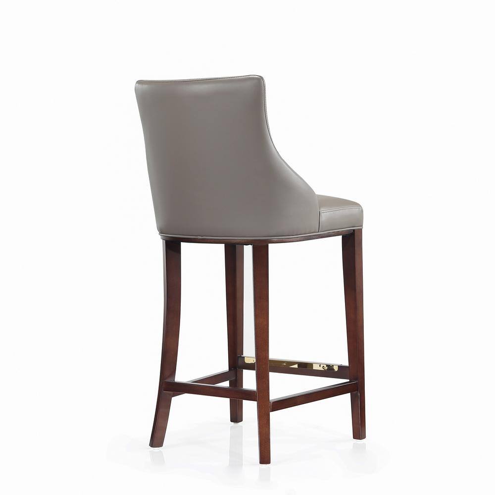 Shubert Dark Taupe Leatherette Barstools with Beech Wood Legs, Set of 3