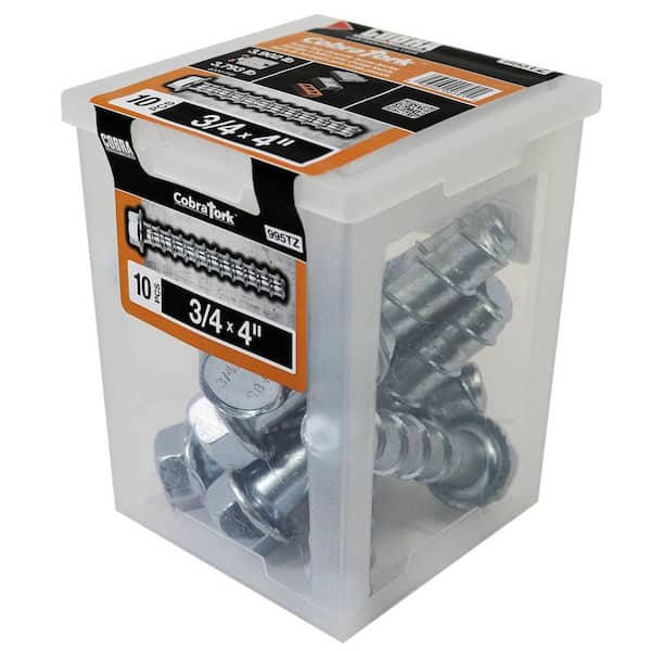 Cobra Tork 3/4 in. x 4 in. Zinc Plated Concrete Screw Anchors (10-Pack)