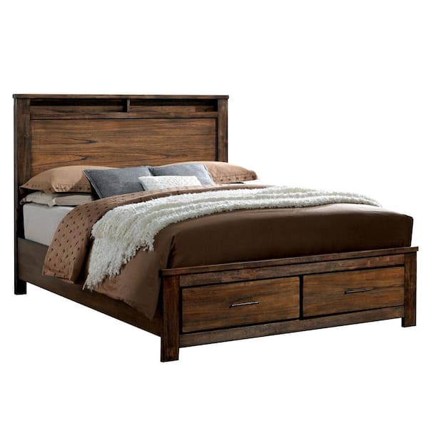 Elkton Wire-Brushed Dark Gray Queen Bed with Drawers