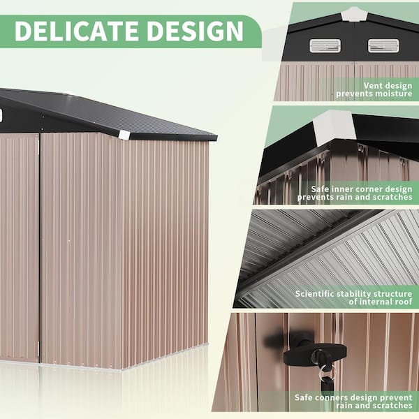 Sizzim 8.5 ft. W x 5.5 ft. D Metal Storage Shed with Vents and 